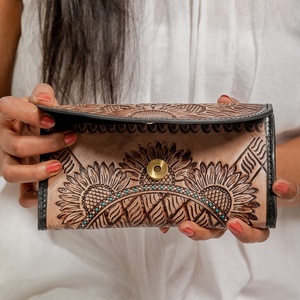 Sac à main de luxe vintage en cuir véritable avec fermeture courte en polyester antivol comprenant une carte de passeport portefeuille - Product Image 4