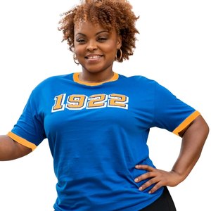 Camiseta Azul Rey 1922 Unisex de la Hermandad Griega, Camiseta Casual de Algodón Azul y Dorado, Uso Diario, Ajuste Cómodo, Estilo Premium - Product Image 2