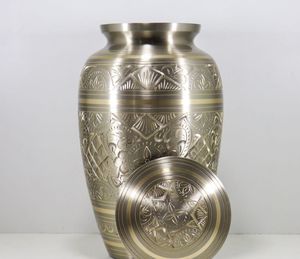 Urna Funeraria Moderna de Diseño Azul y Dorado en Latón, Urna de Cremación para Adultos, Recuerdo de Cenizas Metálico para el Hogar - Product Image 4