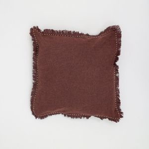 Cuscino Decorativo 22X22 in Lino Stonewashed con Bordi Lavorati a Mano e Frange, Elegante e di Stile - Product Image 2