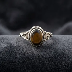 Anillo de plata de ley sólida 925 personalizado, bisel de calidad fina, Diamante de ojo de tigre Natural, joyería de plata india, proveedores de buena reputación - Product Image 2