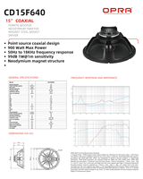 Haut-parleur coaxial OPRA 15 pouces 900W 16 ohms audio haute résolution 50-18KHz pour moniteur de scène PA professionnel