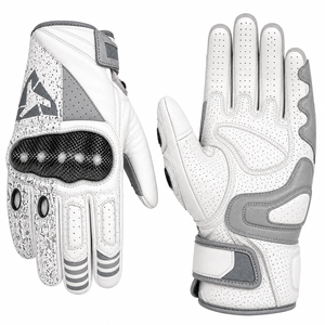 Guantes de Motociclismo de Cuero para Carreras, Transpirables, con Cierre de Velcro, Diseño con Paneles Azules y Negros - Product Image 2