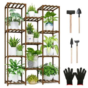 Soporte de Madera de 11 Niveles para Plantas con Porta Macetas para Patio, Balcón o Jardín, Exhibición para 11 Macetas, Estante para Macetas y Jardineras - Product Image 1