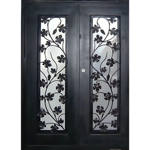 Postmodern Steel Wrought Iron Custom Entry <b>Door</b> Glass Panels Stainless Steel Screen Waterproof Exterior <b>Security</b> <b>Door</b> for Villa - Product Image 2