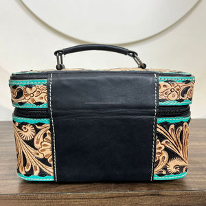 Luxury Designer Travel Jewelry Case Hand Tooled Cow Leather Square Jewelry Storage Box for Women Big Capacity Jewelry Organizer - Product Image 5