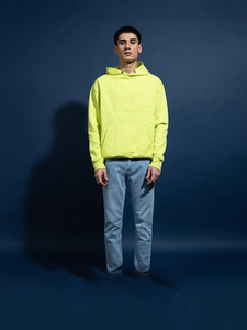 Sweat-shirt à capuche pour homme jaune néon, coupe classique, coton French Terry, décontracté, streetwear, vêtements de mode pour l'automne - Product Image 2