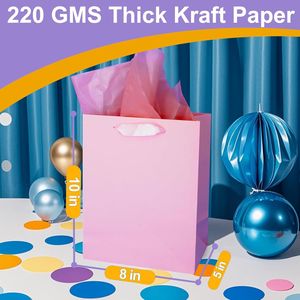 8 Bolsas de Regalo Medianas Mate Arcoíris con Asas de 8x5x10 Pulgadas, 16 Pañuelos para Bodas y Otros Eventos - Product Image 2