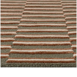 Modern Striped Area Rug Green Rust Pattern Handtufted Carpet Contemporary Geometric <b>Floor</b> Rug for Living Room Bedroom Home Decor - Product Image 5