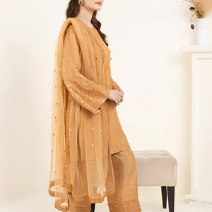 Costume 3 Pièces de Luxe pour Femme, Style Pakistanais, Broderie Lourde avec Dupatta en Chiffon, Personnalisé, Collection 2026, En Vente - Product Image 3
