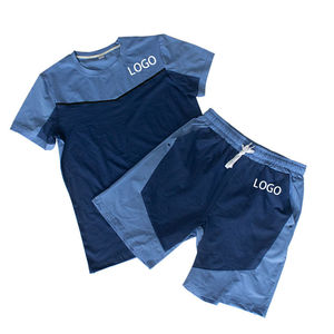 Customized 100% Cotton Terry Summer Men's 2-Piece Sports Casual Short-Sleeved <b>Set</b> - Product Image 1