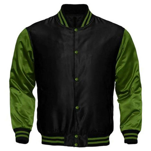 Men's <b>Red</b> Varsity Jacket Preppy Style Turn-down Collar Regular Fit Solid Color Button Closure Satin Lining - Product Image 5