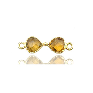 Connecteur en forme de cœur en citrine facettée |   Breloque en pierre précieuse pour bijoux DIY - Product Image 1