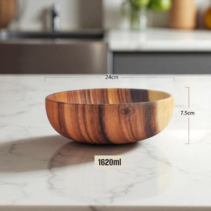 Ensaladera Artesanal de Madera de Acacia Rústica – Decoración para Cocina Estilo Granja - Product Image 5