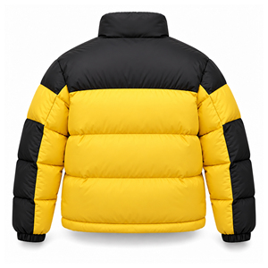 Men's Yellow Black Color Block Puffer Jacket Winter Warm Quilted <b>Bubble</b> <b>Coat</b> Custom Logo OEM Wholesale Streetwear Outerwear - Product Image 3