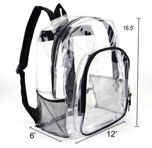 Clear Drawstring <b>Backpack</b> With <b>Black</b> Shoulder Straps Mesh Lining Unisex School Bag PVC Material Transparent Design - Product Image 1