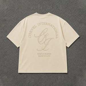 Chemises pour hommes brodées surdimensionnées, style vintage, t-shirt imprimé DTG, manches courtes et col rond, streetwear OEM - Product Image 3