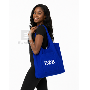 Custom Zeta Phi Beta Sorority Tote bag Blue and White Embroidered Logo Daily Use <b>Large</b> Capacity Canvas Tote bag for female - Product Image 5