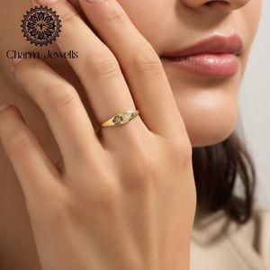Charm Jewells Women's Gold Plated Silver Moissanite <b>Flower</b> Engagement Ring Classic Design - Product Image 3