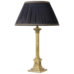 Lampe de table traditionnelle en laiton avec abat-jour en tissu noir Empire, interrupteur E27, grande taille, décorative pour salon - Product Image 1