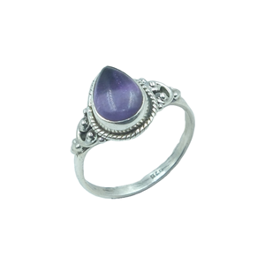 Anillo de Amatista Púrpura Natural, Plata de Ley 925, Forma de Pera, Cabujón, Hecho a Mano, Anillo de Diseño Vintage, Joyería para Mujer - Product Image 1