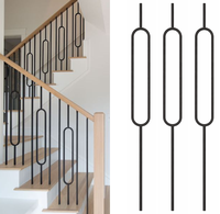 EFS OIB Balustre d'escalier moderne ovale avec insert métallique creux de 1/2 po et tige carrée, en fer forgé noir mat, garantie 1 an, pour balcon et hôtel