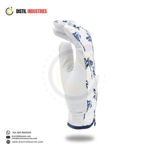 Gants unisexes légers et respirants en cuir Cabretta, durables et élégants, en peau de mouton, blancs et bleus, à motif palmier, pour la main gauche, antidérapants, avec fermeture auto-agrippante - Product Image 6
