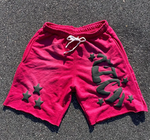 Shorts Bermuda pour homme bleus avec étoiles et lettres USA brodées en blanc, taille à cordon, shorts décontractés en coton tricoté - Product Image 3