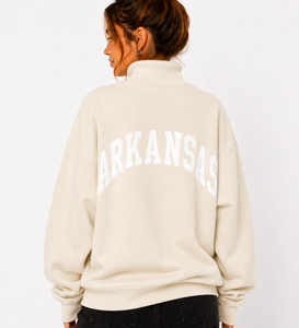 Sudadera ecológica 100% algodón con cuello simulado, impresión frontal personalizada con logotipo, jersey de forro polar extragrande para mujer - Product Image 6
