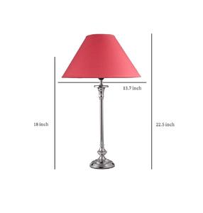 Lámpara de Mesa Tradicional Cromada con Pantalla de Tela Roja Estilo Empire para Decoración de Dormitorio - Product Image 2
