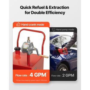 Pompa di trasferimento manuale da 40 galloni portatile serbatoio carburante rosso per benzina Diesel 4 ruote 10 Ft tubo per auto tosaerba ATVs - Product Image 3