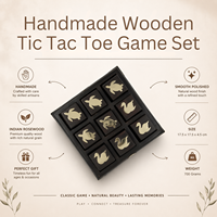 Jeu de Tic Tac Toe en bois fait main |   Jeu de société Noughts and Crosses en bois de rose indien, décoratif, stratégique, cadeau pour tous les âges