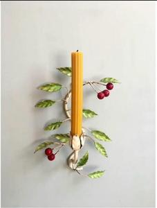 Porte-bougie mural en fer avec motif cerise et feuilles pour la décoration de Noël à la maison - Product Image 6