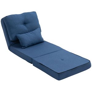Poltrona Letto Convertibile Blu Scuro con Schienale Regolabile, Divano Pieghevole Imbottito Estensibile - Product Image 1