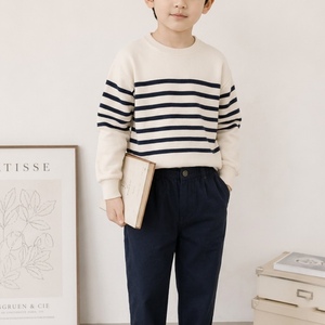 Pantalon long à jambes larges pour enfants garçons, en coton et élasthanne, tissé, respirant, anti-boulochage, confortable, décontracté, pour un usage quotidien - Product Image 2