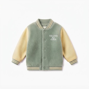 Veste universitaire en polaire Relevo avec logo brodé, fermeture à boutons sur le devant, unisexe, décontractée, manteau d'automne - Product Image 6