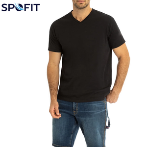 T-shirts pour hommes de haute qualité, grande taille, impression personnalisée, col en V, manches courtes, 100% coton, t-shirts unis pour hommes - Product Image 5