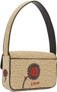 Handmade <b>White</b> Beaded <b>Bag</b> Mushroom Tea Text Embroidery Glass Seed Beads Shoulder Purse Ladies Novelty <b>Clutch</b> Red Trim Handbag - Product Image 2