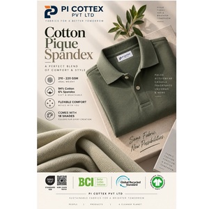 Best Quality 94% Cotton 6% Spandex Pique Fabric 210 220 GSM Soft Stretch Fabric For <b>Polo</b> Shirts And Sportswear Available for Sal - Product Image 1