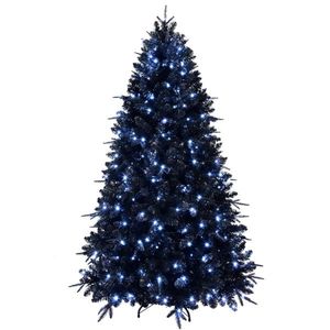 5ft Black Artificial Christmas Tree with 250 White LED <b>Lights</b> 1076 Tips PE+PVC Material <b>Hinged</b> Stand for Halloween Holiday Decor - Product Image 6