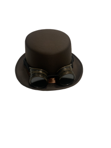 Chapeau Steampunk avec lunettes de protection, étiquette volante et crochet en J pour adultes - Product Image 3