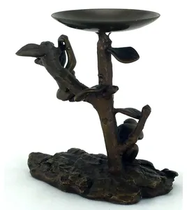 Fabricante OEM ODM de Portavelas Metálicos Hechos a Mano, Marca Privada, Exportación, Zahid Exports, Portavelas de Bronce con Diseño de Árbol de Monos, Redondo, Metálico - Product Image 2