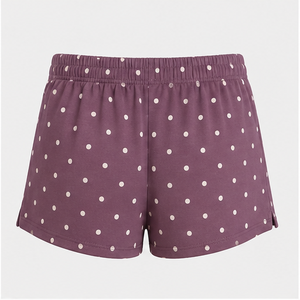 Custom Dusty Plum <b>Polka</b> <b>Dot</b> Womens Loose A-Line Fit Drawstring Lounge Shorts Fluid Modal-Spandex Jersey WPSHORT-0028 - Product Image 2