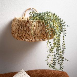 Set of Two Textured Water Hyacinth Wall <b>Baskets</b> Home <b>Storage</b> Natural Wall <b>Basket</b> Handwoven Wholesale Vietnam Handicraft - Product Image 3