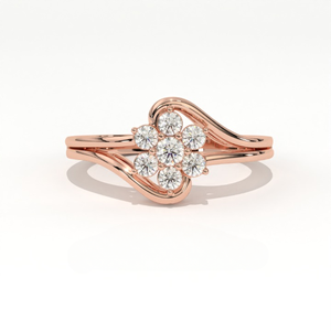 Anillo de Lujo Aarinya Celestial Rosette Collection con Diamantes Cultivados en Laboratorio, Chapado en Oro de 14K, Diseño Floral de 7 Piedras y Cinta Escultural, Certificado IGI - Product Image 3