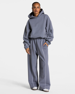 Conjunto Deportivo de 2 Piezas para Mujer, con Capucha, Casual, de Manga Larga, de Forro Polar para Invierno, 100% Algodón, para Actividades al Aire Libre - Product Image 1