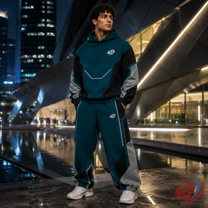 Conjunto de Sudadera con Capucha y Pantalones Deportivos Extra Grandes Personalizados para Hombre, 100% Algodón, 320g, Logotipo Personalizado, Ropa Urbana Futurista, OEM, Marca Privada, Venta al Por Mayor - Product Image 5
