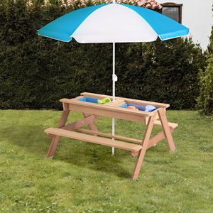 Regolabile in legno per bambini 3-in-1 tavolo di attività di sabbia con ombrellone superiore staccabile per bambini all'aperto gioco giardino Patio ponte - Product Image 6