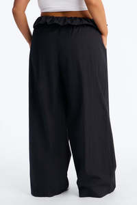 Pantalon large pour femme avec taille paperbag et cordon de serrage, coupe décontractée, tissé, OEM, marque privée, pantalon homme - Product Image 2