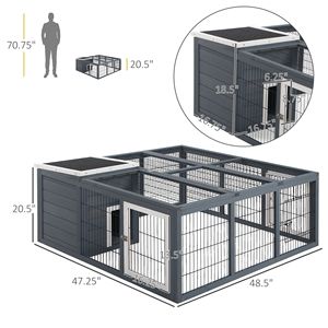 Casa para Mascotas Impermeable de Color Gris para Conejos y Animales Pequeños - Product Image 2